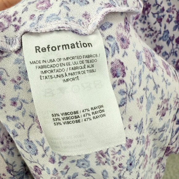 Reformation Calix Mini Dress is Muse Purple Floral Girly V Neckline Dress Size M - Picture 7 of 14